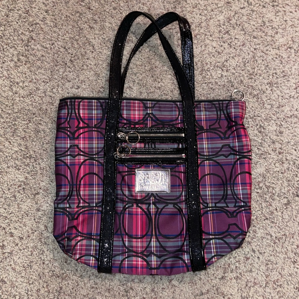 Plaid coach purse
